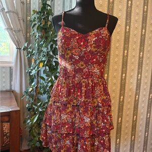 by & by Red Floral Spaghetti Strap Tiered Sundress
